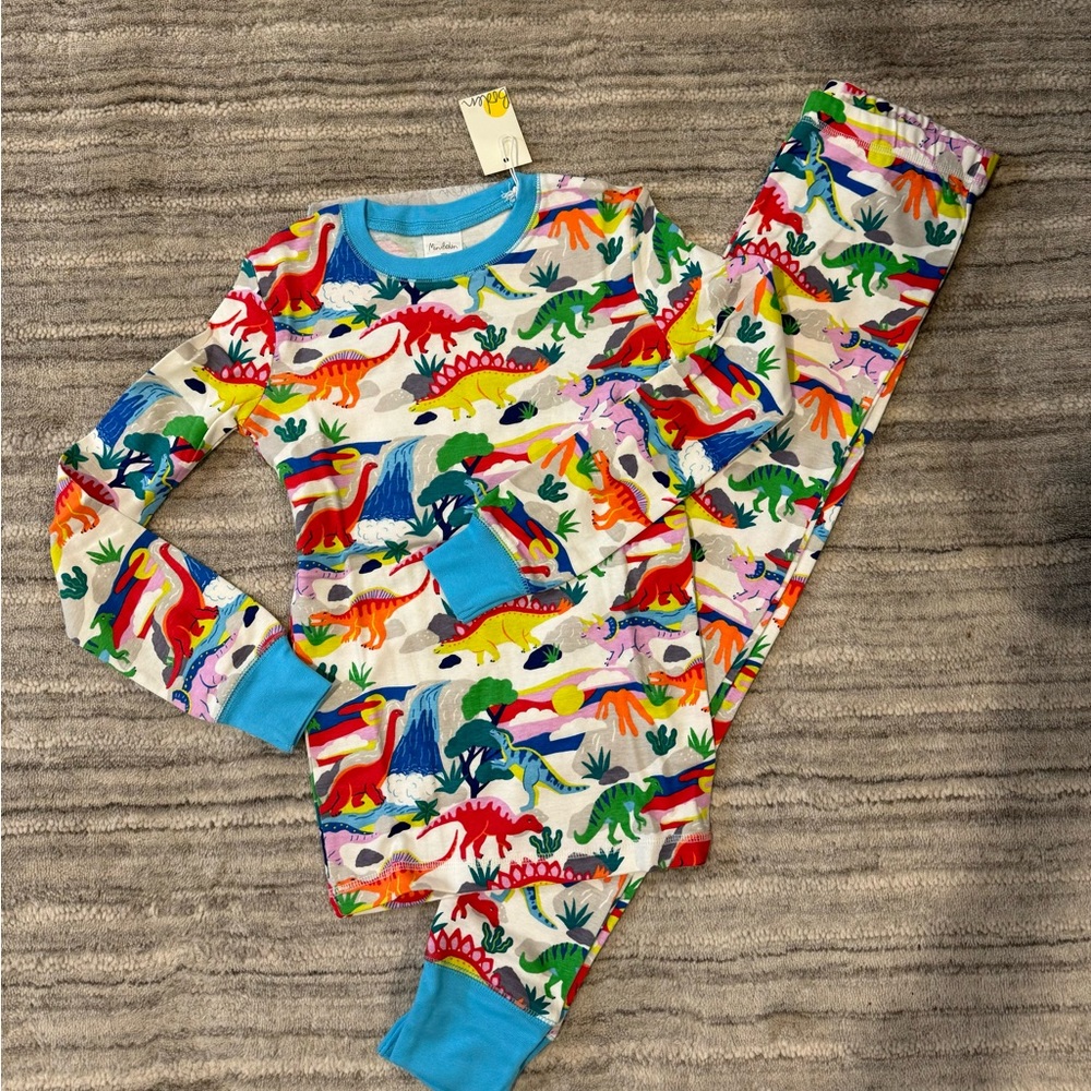 NWT Mini Boden Cosy Long Pajamas. Dinosaur print. Size 10Y.